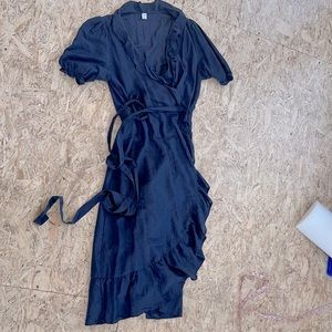 Blue Cotton Wrap Dress